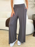 Basic Bae Full Size Smocked Wide Waistband Wide Leg Pants - Hovatok