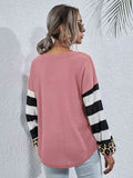 Leopard Striped Waffle-Knit Top - Hovatok