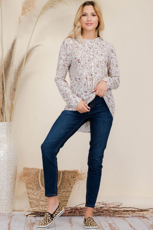 Celeste Full Size Drawstring Leopard Long Sleeve Hooded Blouse - Hovatok