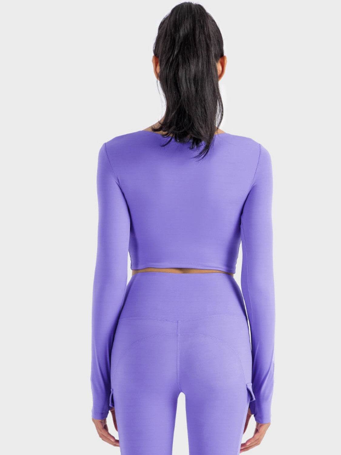 Millennia Ruched Cropped Long Sleeve Sports Top - Hovatok