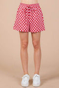 Ces Femme Checkered Round Neck Top and Shorts Set - Hovatok
