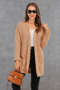 Angel Wings Pocketed Open Front Long Sleeve Cardigan - Hovatok