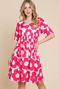 BOMBOM Flower Print Ruched Dress - Hovatok