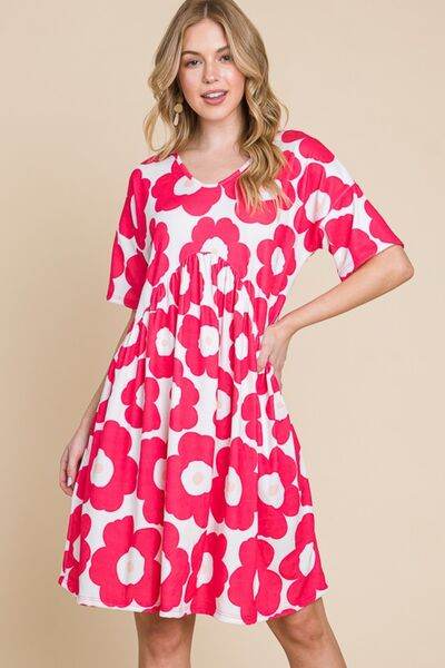 BOMBOM Flower Print Ruched Dress - Hovatok