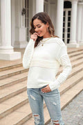 Angel Wings Round Neck Openwork Long Sleeve Pullover Sweater - Hovatok