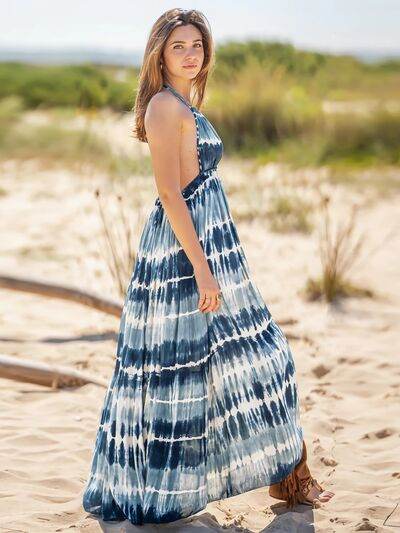 Tie-Dye Halter Neck Dress - Hovatok