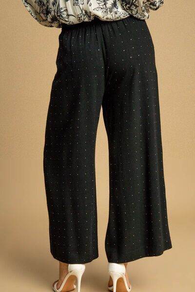 Umgee Full Size High Waisted Embellished Linen Pants Plus Size - Hovatok