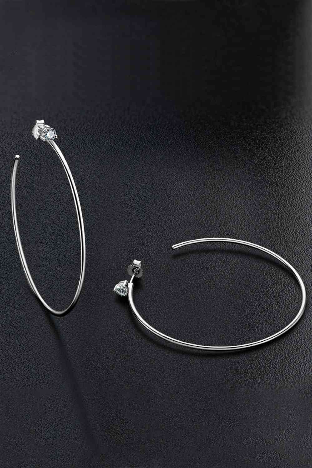 Adored 925 Sterling Silver Moissanite Hoop Earrings - Hovatok