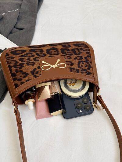 Bow Leopard PU Leather Handbag - Hovatok
