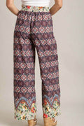 Umgee Full Size Mixed Print Elastic Waistband Pants Plus Size - Hovatok