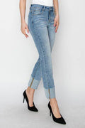 RISEN Full Size High Rise Cuffed Slim Straight Jeans - Hovatok