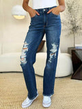 Judy Blue Full Size Mid Rise Distressed Raw Hem Jeans - Hovatok
