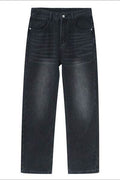 Washed Straight-Leg Slim Jeans - Hovatok