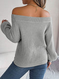 Openwork Off-Shoulder Long Sleeve Sweater - Hovatok