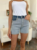 Judy Blue Full Size Color Block Denim Shorts - Hovatok