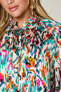 Double Take Full Size Printed Button Up Long Sleeve Shirt - Hovatok