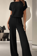 Round Neck Short Sleeve Jumpsuit - Hovatok