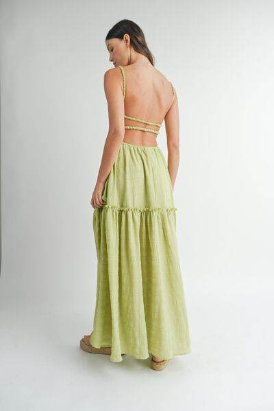 MABLE Cutout Waist Backless Maxi Dress - Hovatok