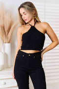 Basic Bae Halter Neck Ribbed Cropped Knit Top - Hovatok