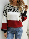 Angel Wings Color Block Round Neck Sweater - Hovatok