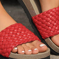 PU Leather Woven Platform Sandals - Hovatok