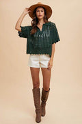 Annie Wear Openwork Johnny Collar Knit Cover Up - Hovatok
