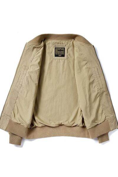 Men's Plus Size Zip Up Baseball Collar Bomber Jacket - Hovatok