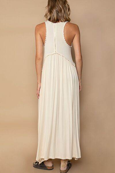 POL Sleeveless Back Zipper Front Slit Maxi Dress - Hovatok