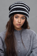 Fuzzy Contrast Striped Thermal Hat - Hovatok