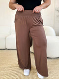 Basic Bae Full Size Smocked Wide Waistband Wide Leg Pants - Hovatok