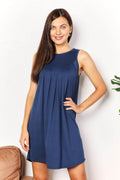 Perfee Round Neck Sleeveless Mini Dress - Hovatok