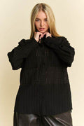 Davi & Dani Crinkled Jacquard Button Down Shirt - Hovatok