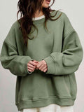 Oversize Round Neck Dropped Shoulder Sweatshirt - Hovatok