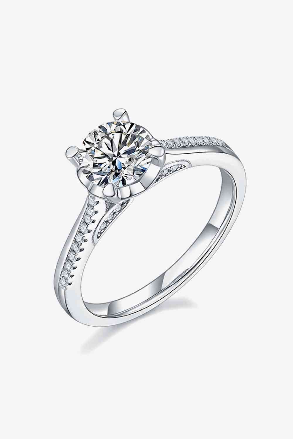 Adored 1 Carat Moissanite 925 Sterling Silver Side Stone Ring - Hovatok