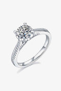 Adored 1 Carat Moissanite 925 Sterling Silver Side Stone Ring - Hovatok