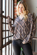 Heimish Plaid Exposed Seam V-Neck T-Shirt - Hovatok