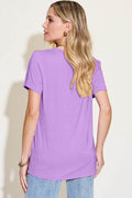 Basic Bae Bamboo Full Size V-Neck High-Low T-Shirt - Hovatok