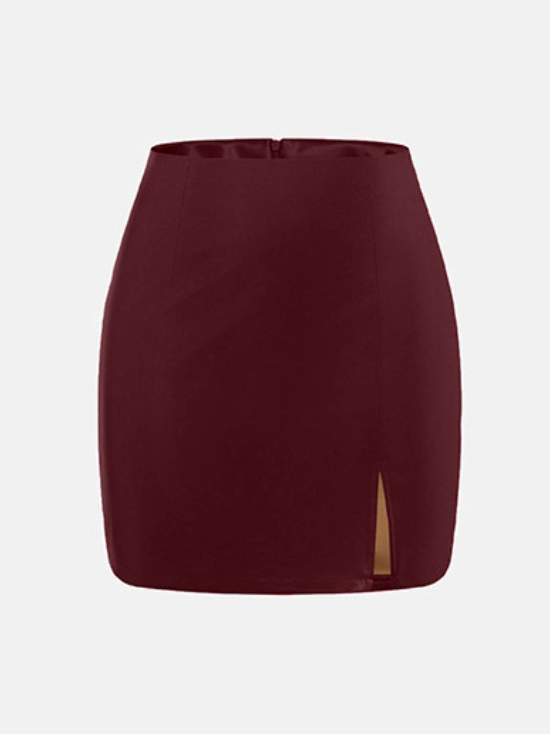 Slit Mini Skirt with Zipper - Hovatok