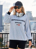 Letter Round Neck Long Sleeve Sweatshirt - Hovatok