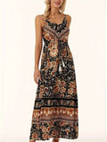 Printed Scoop Neck Midi Cami Dress - Hovatok