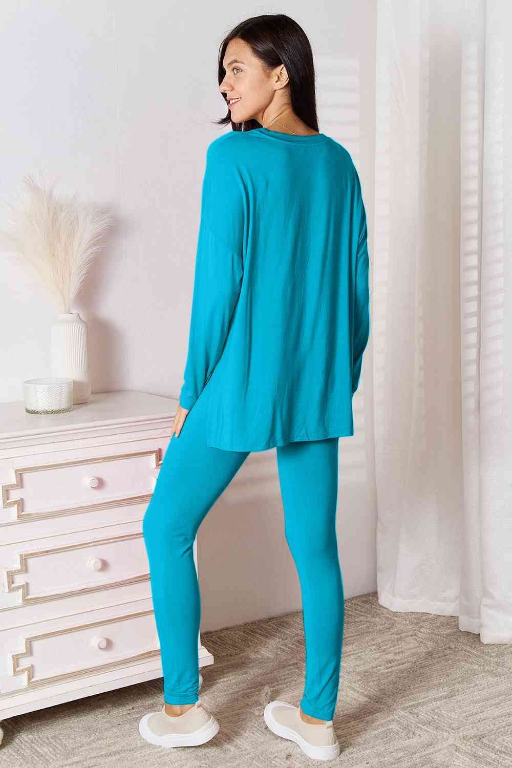 Basic Bae Full Size V-Neck Soft Rayon Long Sleeve Top and Pants Lounge Set - Hovatok