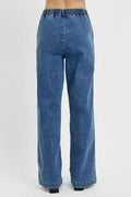 RISEN Full Size Elastic Waist Wide Leg Jeans Plus Size - Hovatok