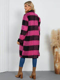 Plaid Double-Breasted Long Sleeve Coat - Hovatok