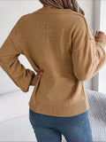 Cable-Knit Buttoned V-Neck Sweater - Hovatok
