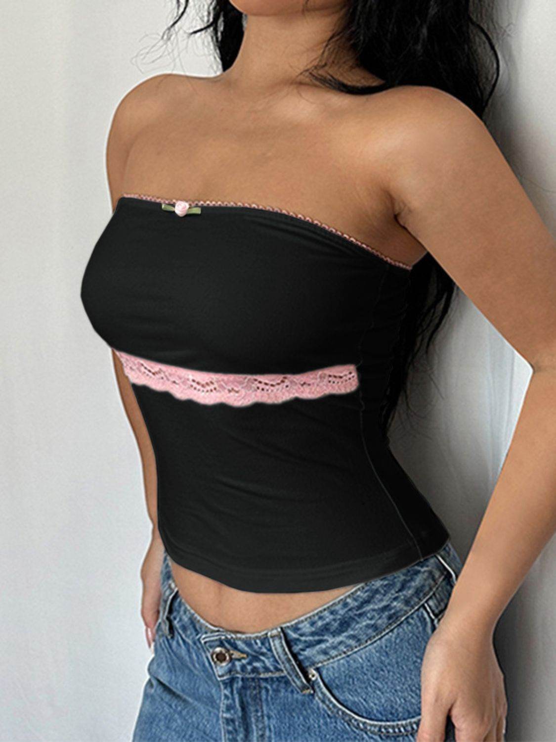 Devine Lace Detail Tube Top - Hovatok