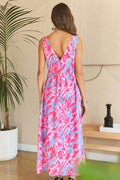 ADORA Abstract Floral V-Neck Maxi Dress - Hovatok