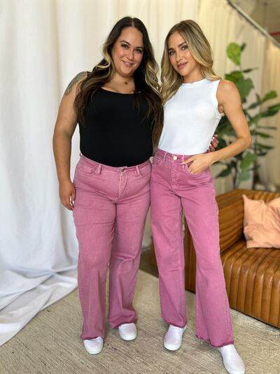 RFM Full Size High Rise Garment Dye Wide Leg Jeans - Hovatok