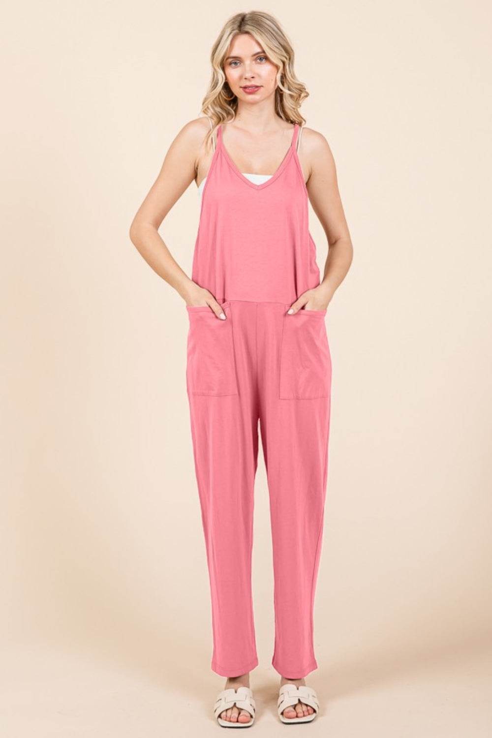 Culture Code Full Size Sleeveless Jumpsuit with Pockets - Hovatok