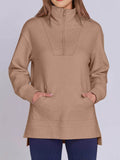 ฺHigh-Low Quarter Zip Long Sleeve Sweatshirt - Hovatok