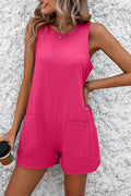 Mandy Round Neck Sleeveless Front Pocket Romper - Hovatok